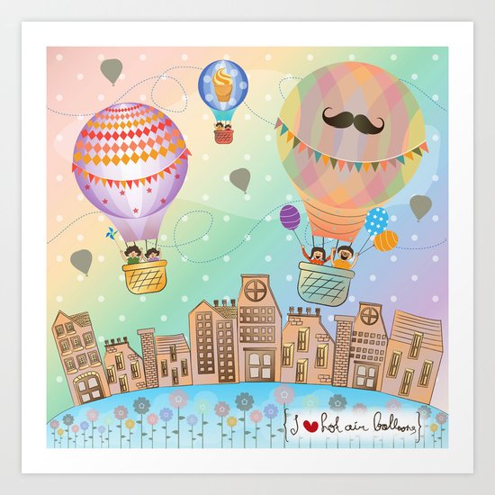 I {❤} Hot Air Balloon Art Print