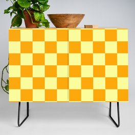 Orange and Pastel Yellow Checkerboard  Credenza