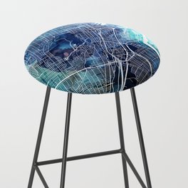 Montreal Canada Map Navy Blue Turquoise Watercolor Bar Stool