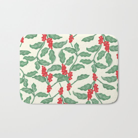 Coffee Plant Pattern Bath Mat