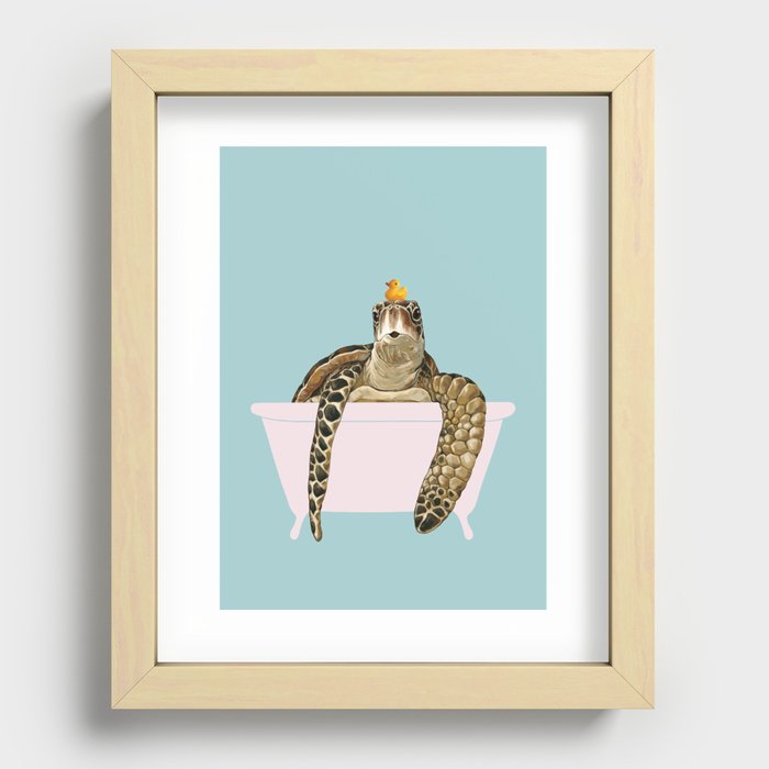 Sea Turtle in Bathtub Recessed Framed Print