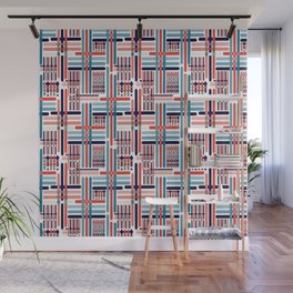 Crisscrossed checks red and blue Wall Mural
