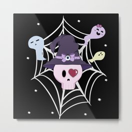 Pastel Goth Creepy Kawaii Cute Skull Halloween Metal Print