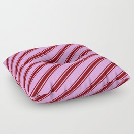 [ Thumbnail: Plum & Maroon Colored Lines/Stripes Pattern Floor Pillow ]