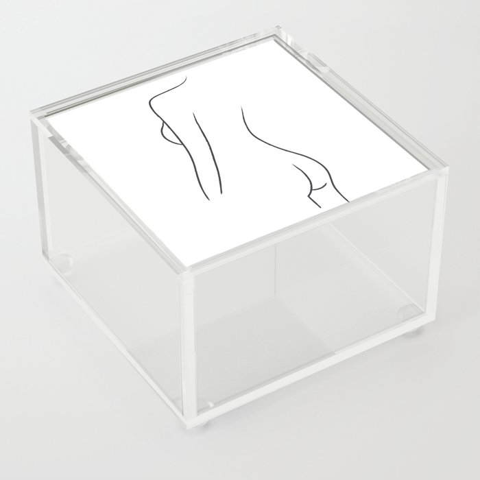 Fine Line Woman Body Back Drawing Acrylic Box