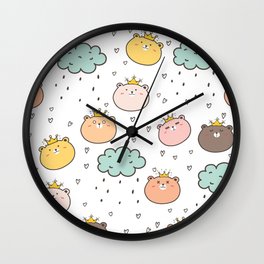 Cute Bear King Wall Clock
