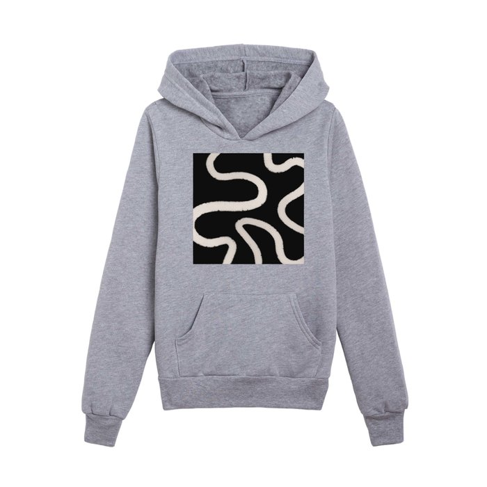 Abstract Brush Strokes: Black & White Kids Pullover Hoodie