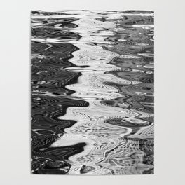 Black and White Abstract Ocean Reflections Poster