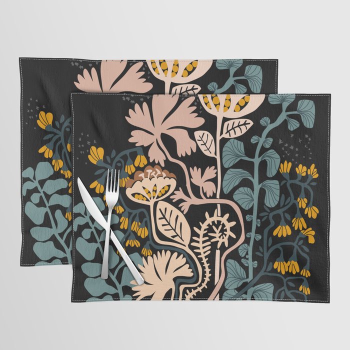 Stockholm garden night black and blue Placemat
