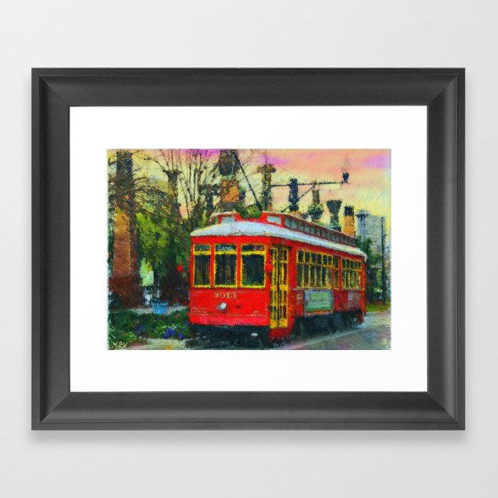 Canal Street Trolley NOLA Sunset Framed Art Print