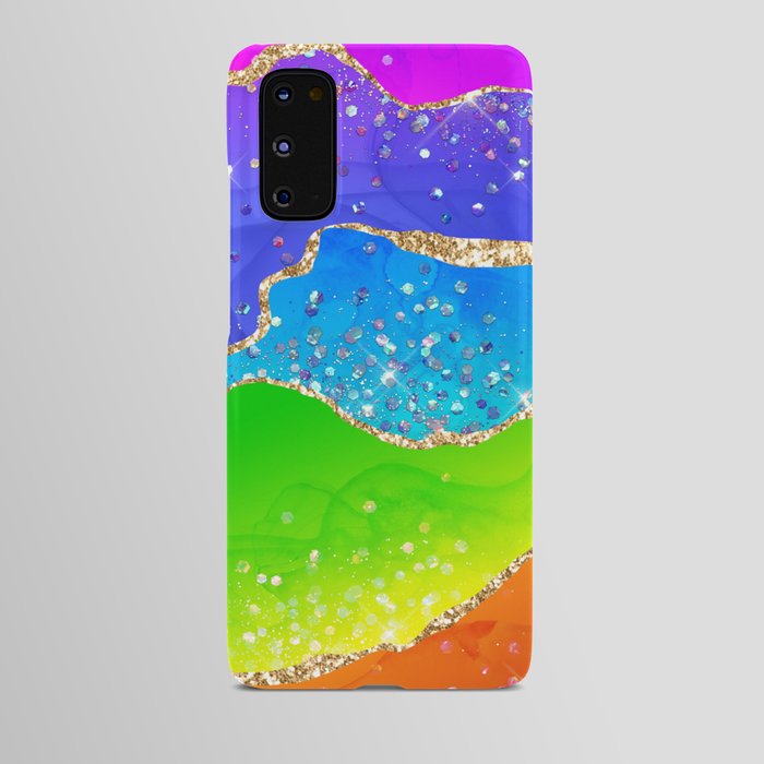 Vibrant Rainbow Glitter Agate Texture 07 Android Case