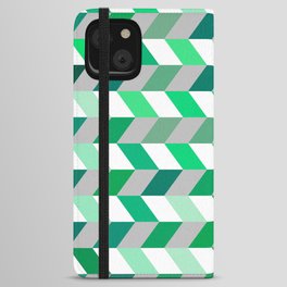 Abstract Dark Green Light Green and White Zig Zag Background. iPhone Wallet Case