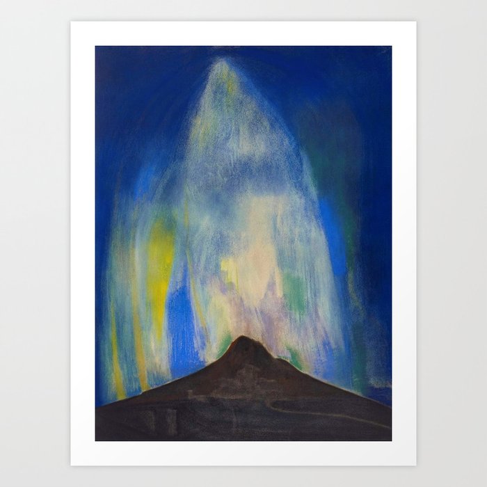 Mount Vesuvius, Pompeii, Bay of Naples, Italy Pyrotechnic Fires landscape painting by Joseph Stella Art Print