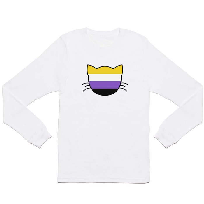 Non-Binary Flag Cat Long Sleeve T Shirt
