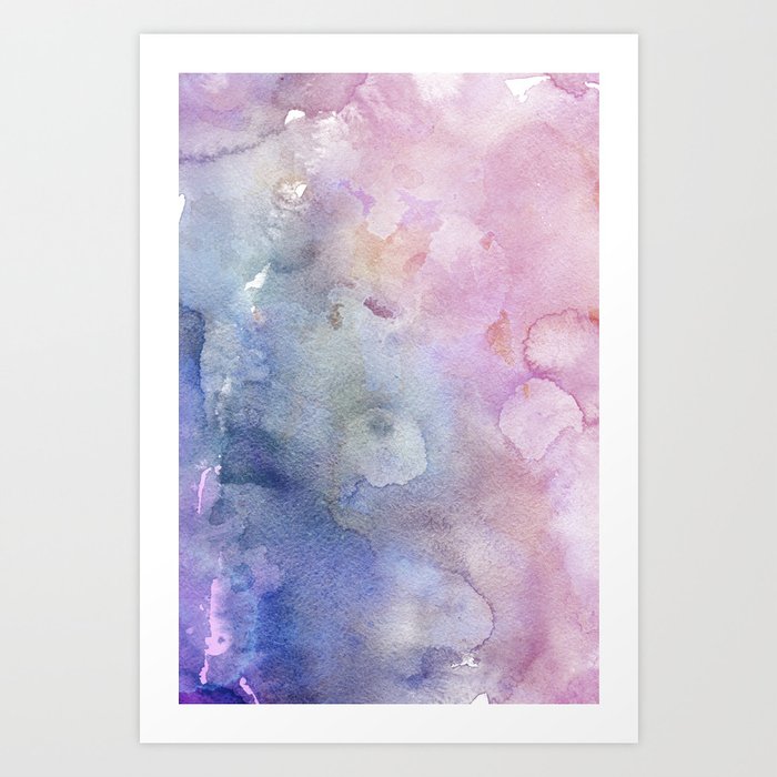 Pastel Pink And Blue Painted Surface Colorful Watercolor Art Print