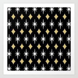 Mid Century Modern Diamond and Star Pattern 833 Art Print