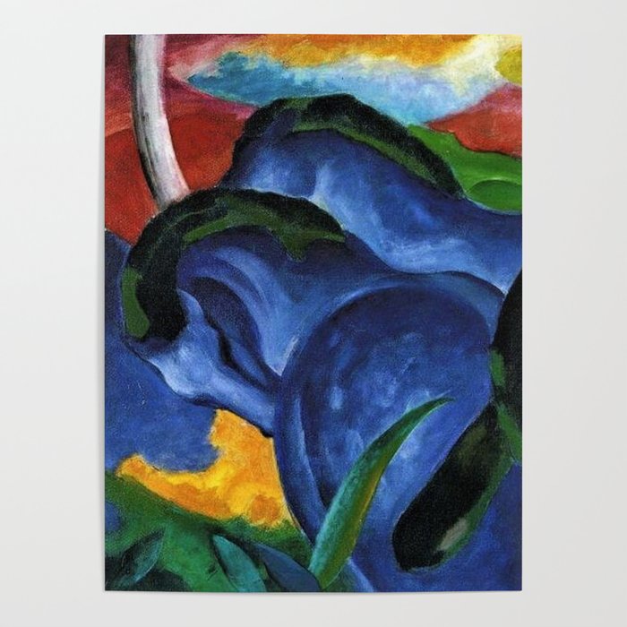 Large Blue Horses nature landscape painting by Franz Marc Poster Jeanpaul Society6