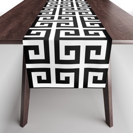 Large Black and White Greek Key Pattern Table Runner