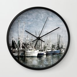 Shrimp Boats at the Harbor Wall Clock