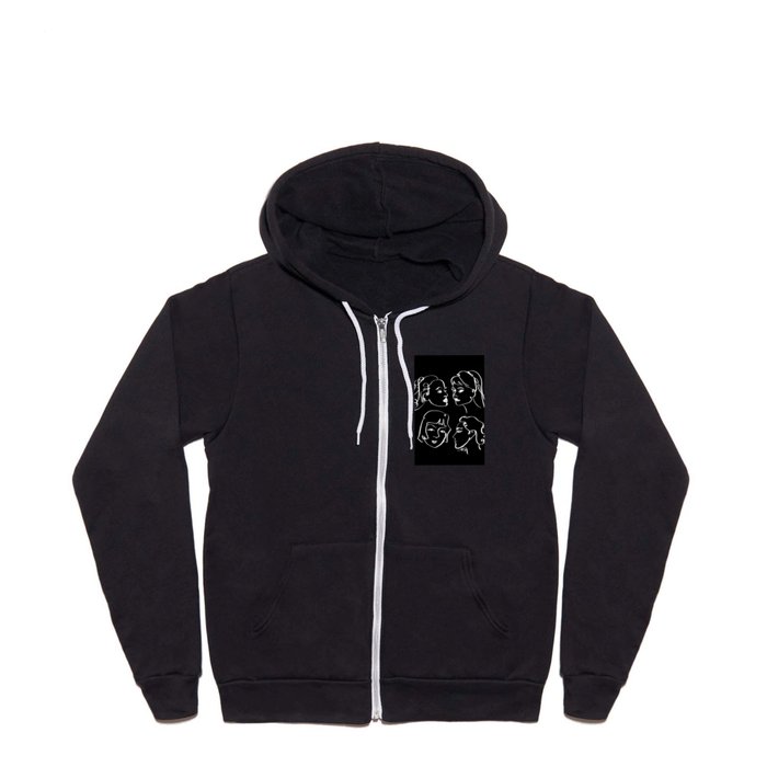 Faces Black and White Full Zip Hoodie