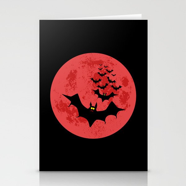 Vampire Bats Against The Red Moon Stationery Cards