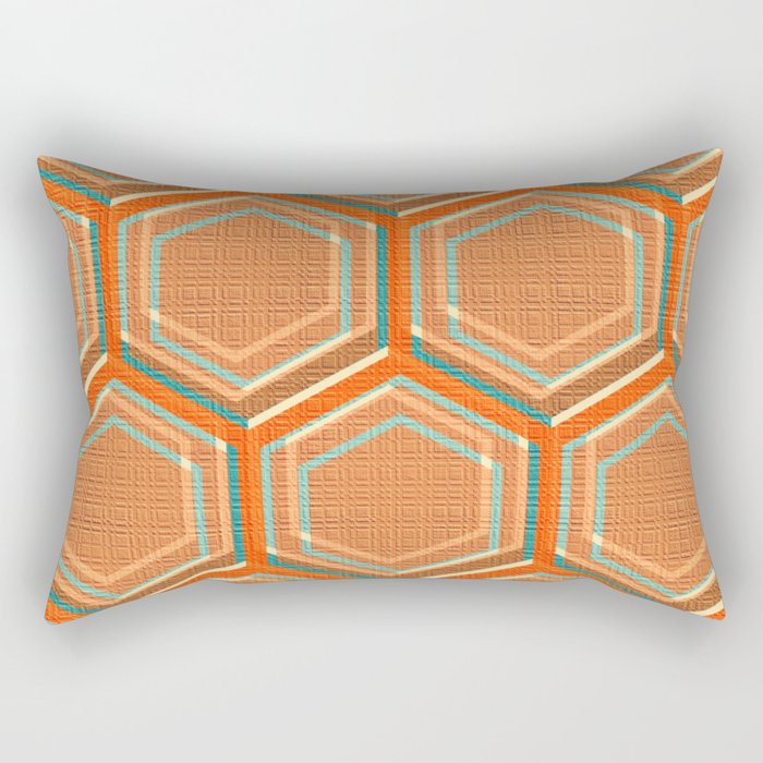 Art Deco II - Orange Turquoise Red Rectangular Pillow
