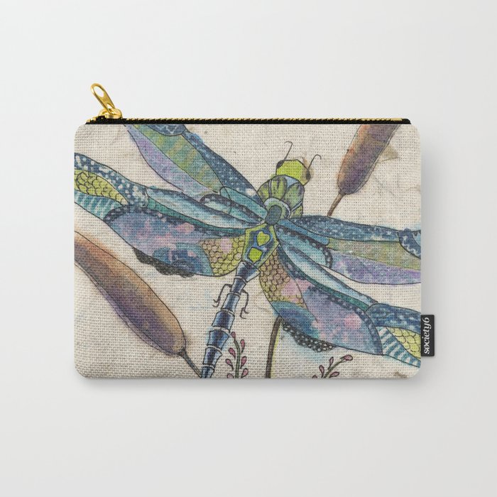 ""Dragonflies and Cattails" Carry-All Pouch