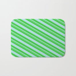 [ Thumbnail: Lime Green and Powder Blue Colored Pattern of Stripes Bath Mat ]