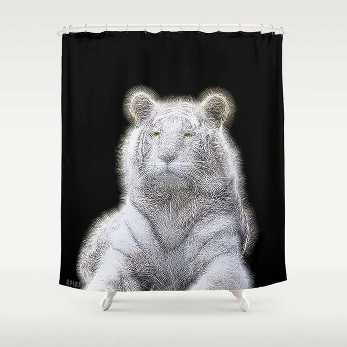 Spiked White Bengal Tiger Shower Curtain