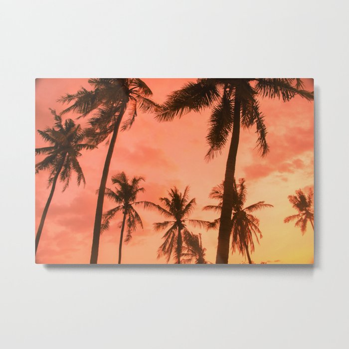 Pink Sunset Tropics Metal Print
