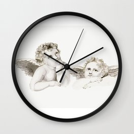 Cherub art print, little angel wall decor poster, remix from the artwork of Jonkvrouw Elisabeth Kemper Wall Clock