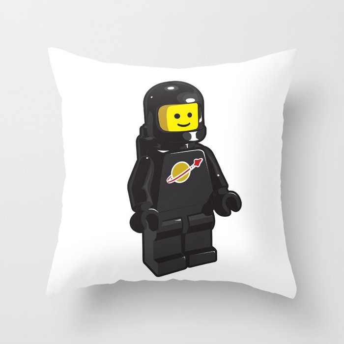 Vintage Black Spaceman Minifig Throw Pillow