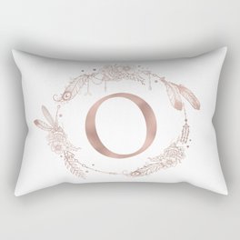 Letter O Rose Gold Pink Initial Monogram Rectangular Pillow