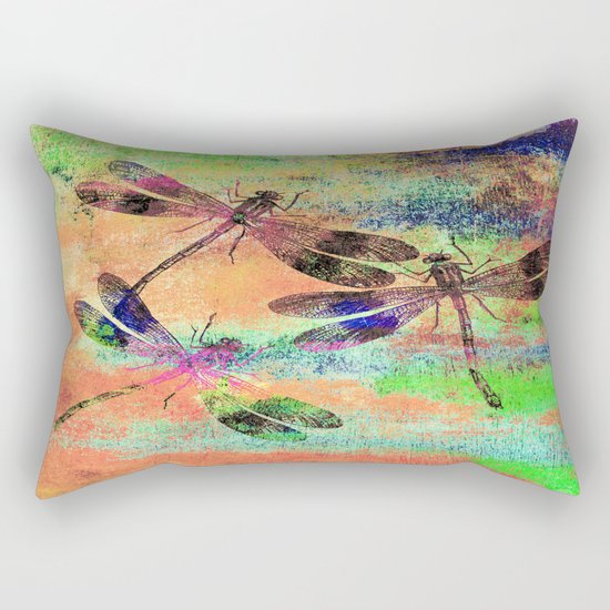 Mauritius Vintage Dragonflies Colours C Rectangular Pillow