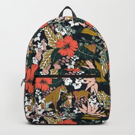 Animal print dark jungle Backpack | Floral, Botany, Drawing, Animalprint, Tropical, Leopard, Dark, Wildflower, Nice, Pattern 