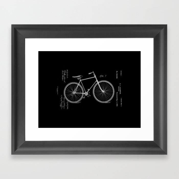 Vintage Bicycle Patent Black Framed Art Print