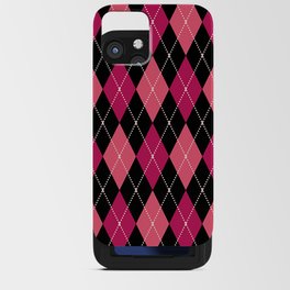 Pink And Black Argyle Diamonds Pattern Diamond Shape Tartan Quilt Knit Sweater Geometric  iPhone Card Case