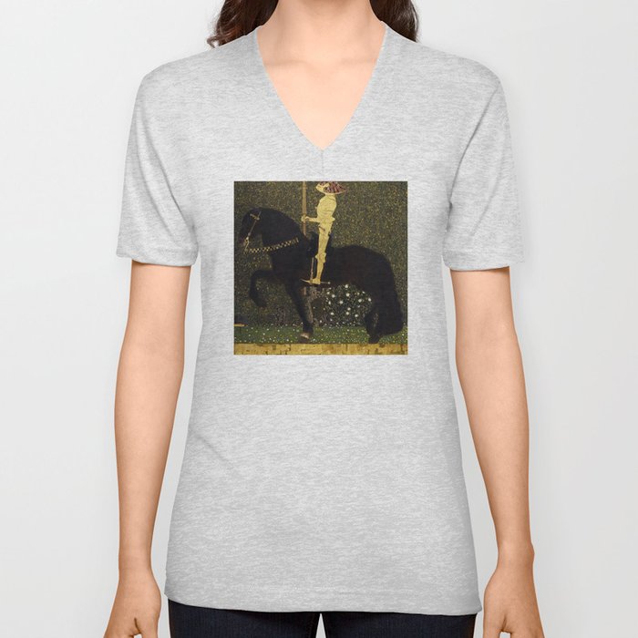 Gustav Klimt - Golden Rider V Neck T Shirt
