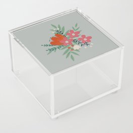 Pastel floral drawing. Acrylic Box