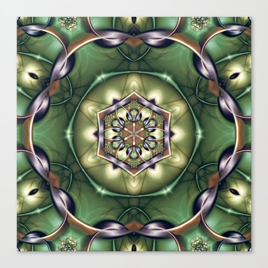 Mystery Mandala in Green Canvas Print