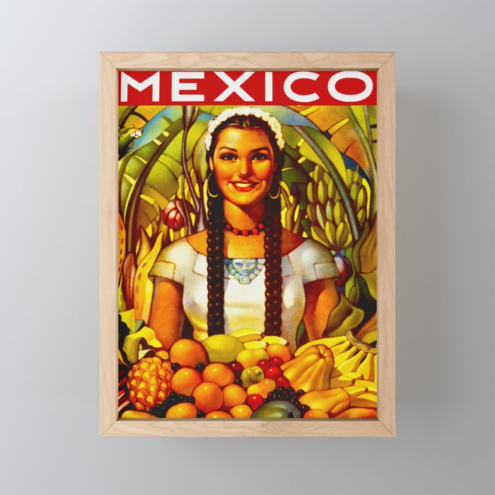 Vintage Bountiful Mexico Travel Framed Mini Art Print