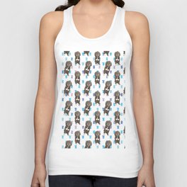 Adorable Family Dog with a Chic Blue Modern Pattern Tank Top