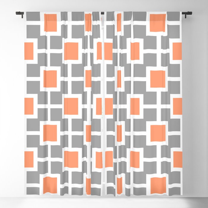 Classic Hollywood Regency Pattern 221 Gray and Orange Blackout Curtain