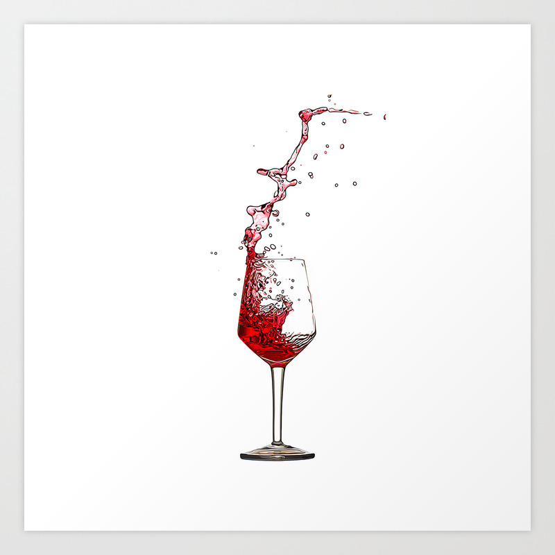 A Splash Of Red Wine Digital Oil Painting Art Print By Beagletree Society6