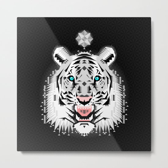 Silver Geometric Tiger Metal Print