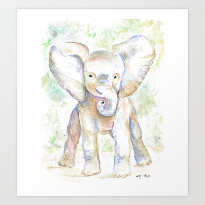 Sweet Baby Elephant Art Print By Architectureofamom Society6