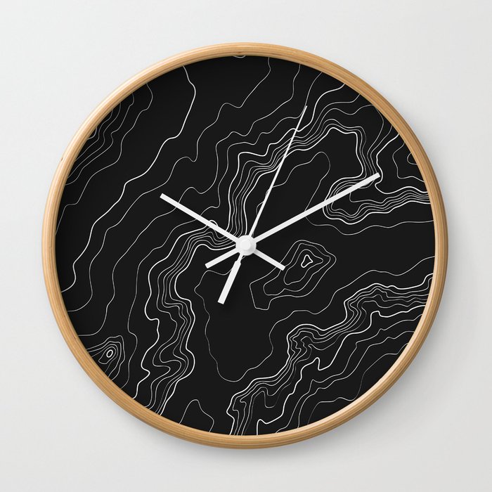 Black & White Topography map Wall Clock