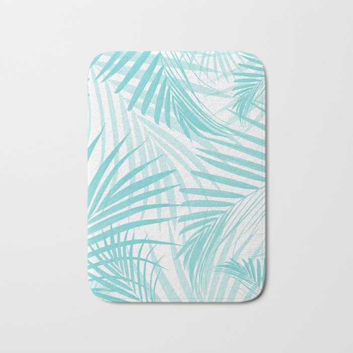 Soft Turquoise Palm Leaves Dream - Cali Summer Vibes #4 #tropical #decor #art #society6 Bath Mat