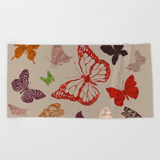 Autumn butterfly neutral Beach Towel
