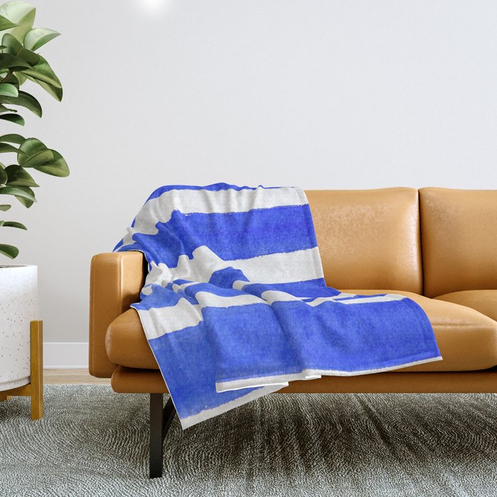 Watercolor Blue Stripes Throw Blanket